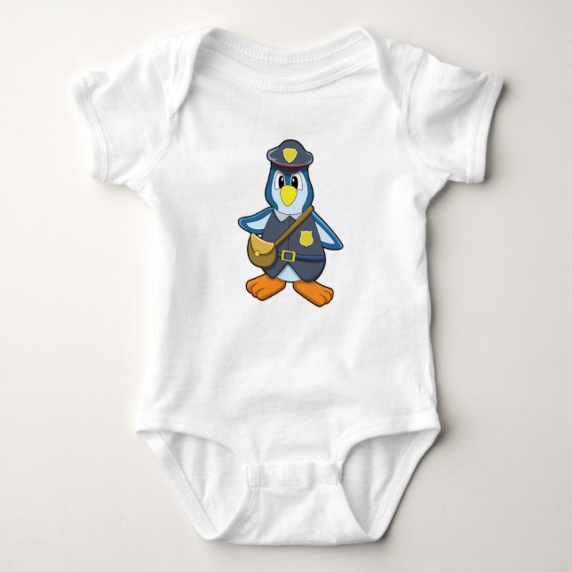 Body Para Bebé Pingüino como policía con bolso de mano (Anverso)