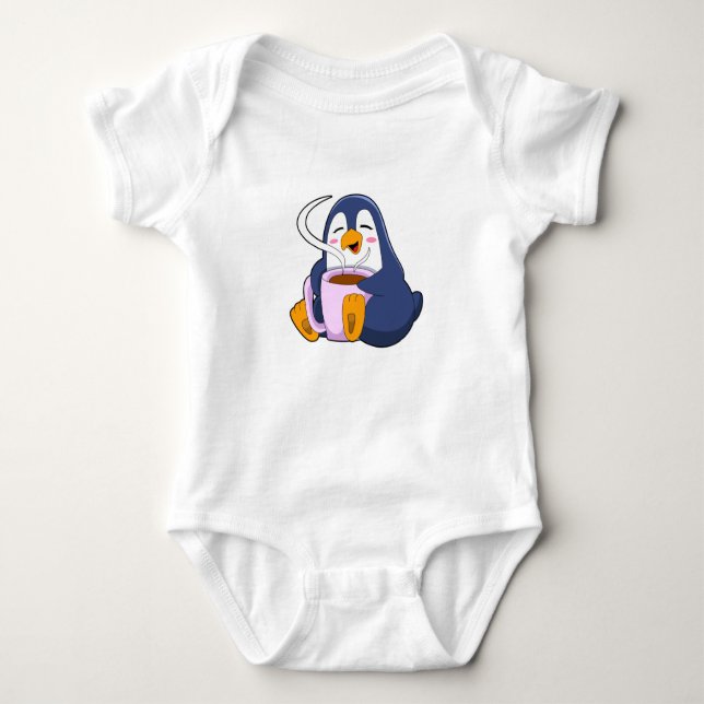 Body Para Bebé Pingüino con Copa de Café (Anverso)