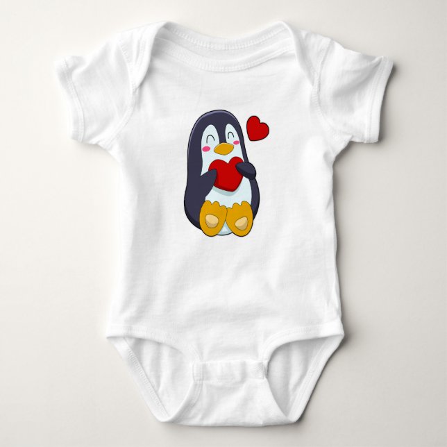 Body Para Bebé Pingüino con corazón (Anverso)
