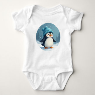 Body Para Bebé pingüino con gorra azul
