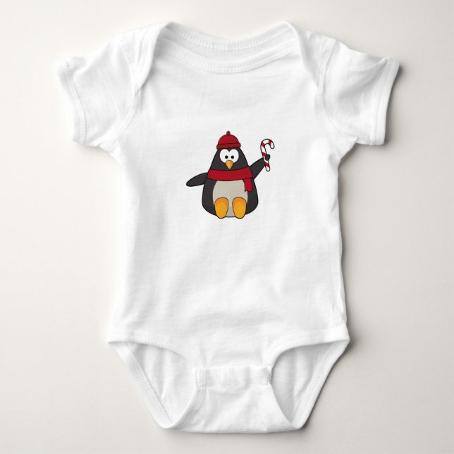 Body Para Bebé Pingüino con Gorra y bufanda (Anverso)