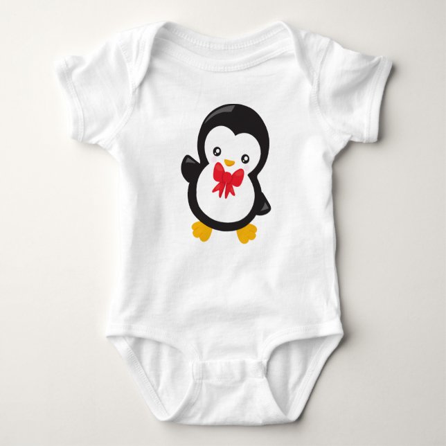 Body Para Bebé Pingüino Con Tejido De Bow, Pingüino Cuto, Pingüin (Anverso)