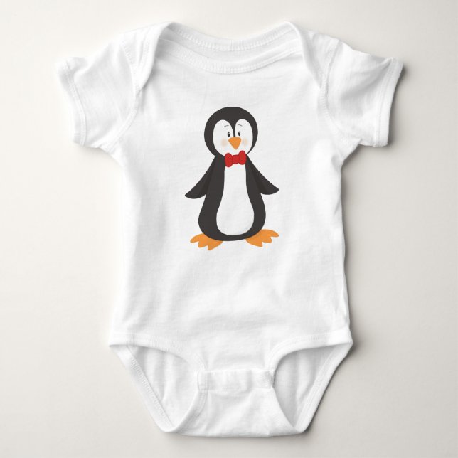 Body Para Bebé Pingüino Cuto, Pingüino Pequeño, Pingüino Con Azot (Anverso)