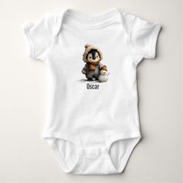 Body Para Bebé Pingüino de invierno con diseño de muñeco de nieve
