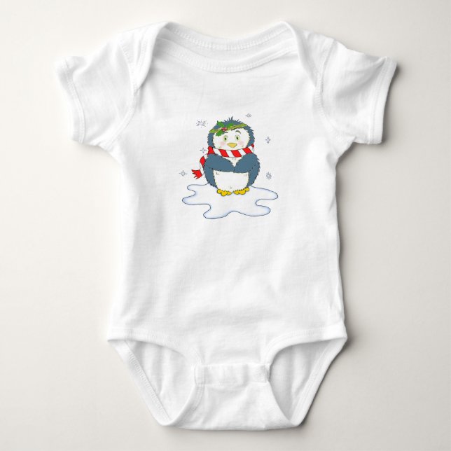Body Para Bebé Pingüino de Navidad Adorable (Anverso)