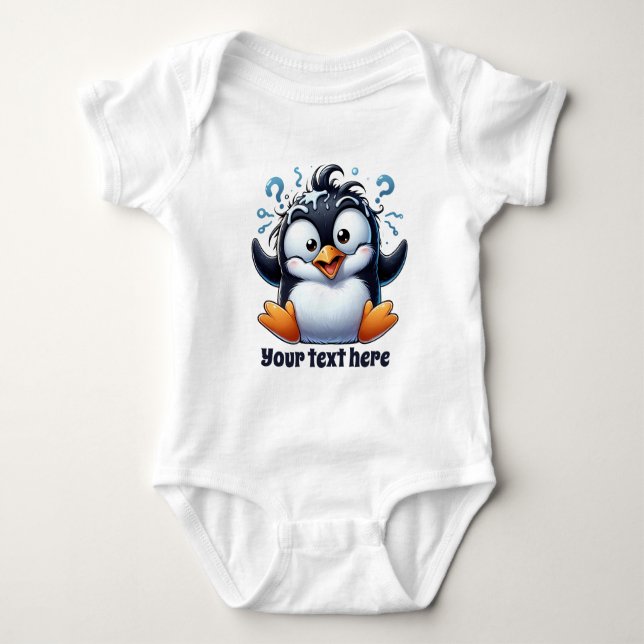 Body Para Bebé Pingüino de playa genial unisex agregar texto (Anverso)
