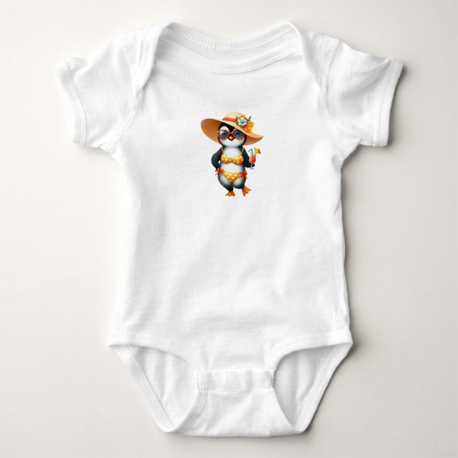 Body Para Bebé Pingüino De Verano Muy Funky (Anverso)