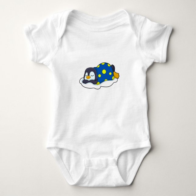 Body Para Bebé Pingüino durmiendo con manta (Anverso)