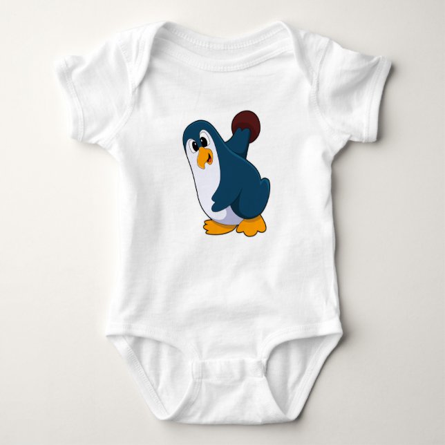 Body Para Bebé Pingüino en el Bowling con bolas (Anverso)