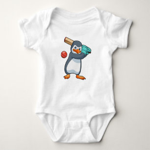 Body Para Bebé Pingüino en el críquet con bate de críquet