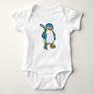 Body Para Bebé Pingüino en hockey sobre hielo con bastón de hocke