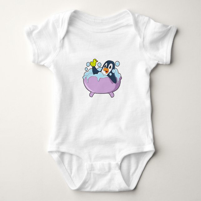 Body Para Bebé Pingüino en la bañera con pato (Anverso)