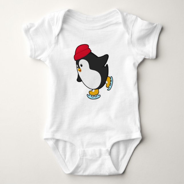 Body Para Bebé Pingüino en patinaje sobre hielo con Gorra (Anverso)