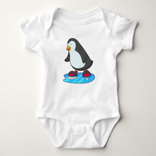 Body Para Bebé Pingüino en patinaje sobre hielo con patines de hi (Anverso)