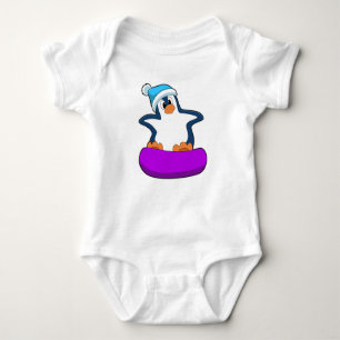 Body Para Bebé Pingüino en Snowboard con Snowboard