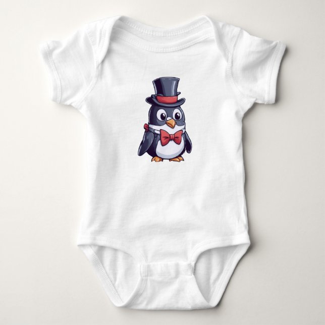 Body Para Bebé Pingüino en sombrero superior (Anverso)