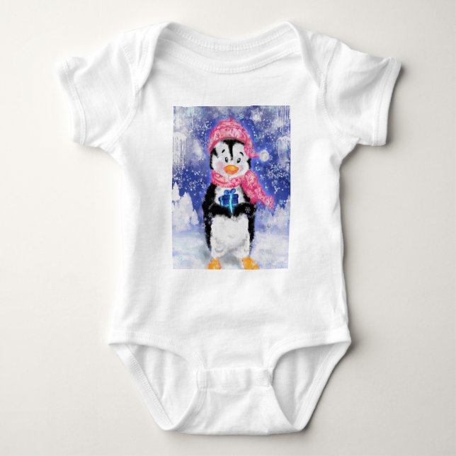 Body Para Bebé Pingüino feliz - Navidades - (Anverso)