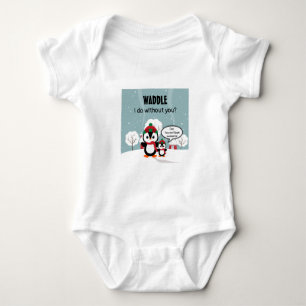 Body Para Bebé Pingüino Gris Y Bebé En Nieve De Invierno