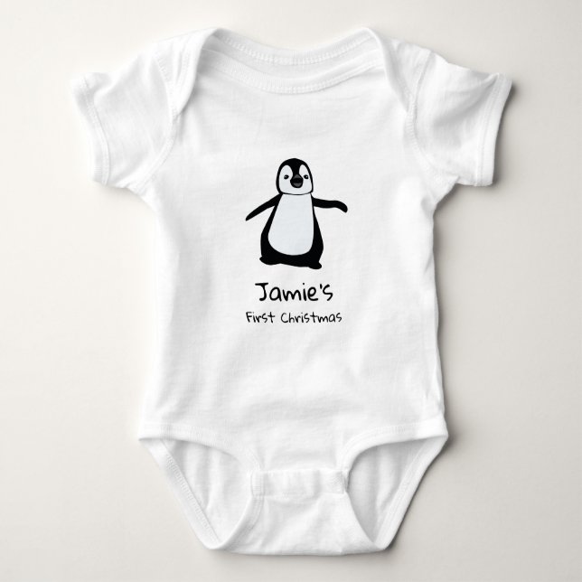 Body Para Bebé Pingüino lindo del primer navidad del bebé (Anverso)