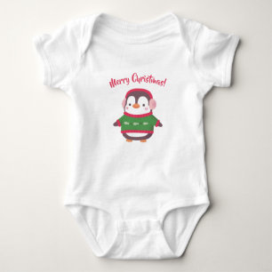 Body Para Bebé Pingüino lindo en suero Feliz Navidad Bebé