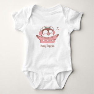 Body Para Bebé Pingüino lindo en suéter, personalizado