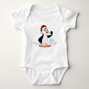 Body Para Bebé Pingüino Navidad lindo con bola de nieve