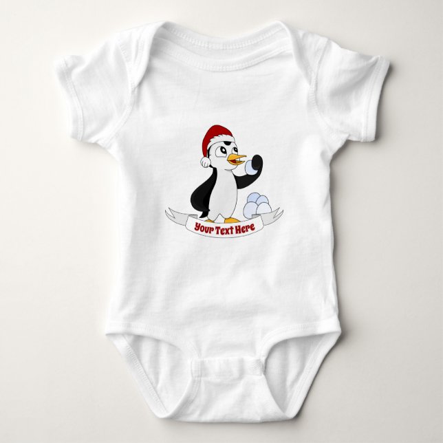 Body Para Bebé Pingüino Navidad lindo con bola de nieve (Anverso)