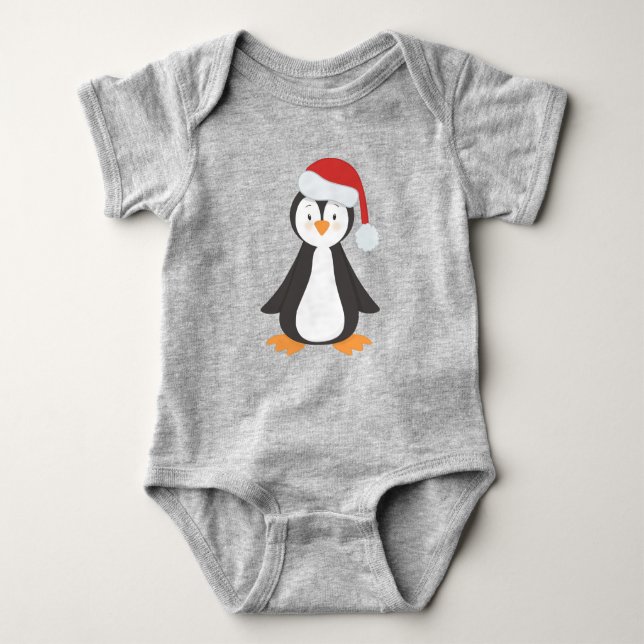 Body Para Bebé Pingüino navidad, Pingüino Bebé, Santa Hat (Anverso)