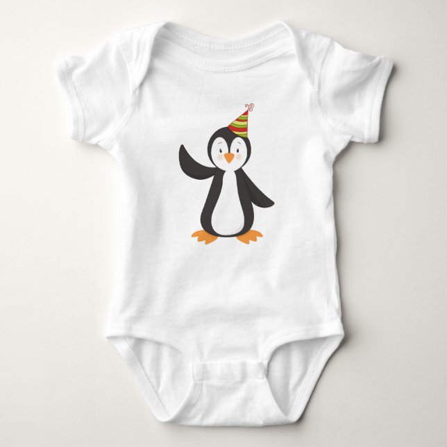 Body Para Bebé Pingüino, Pingüino Infantil, Pingüino Con Gorra Fi (Anverso)