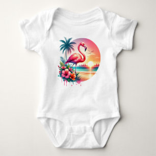 Body Para Bebé Pink Flamingo Sunset Clipart