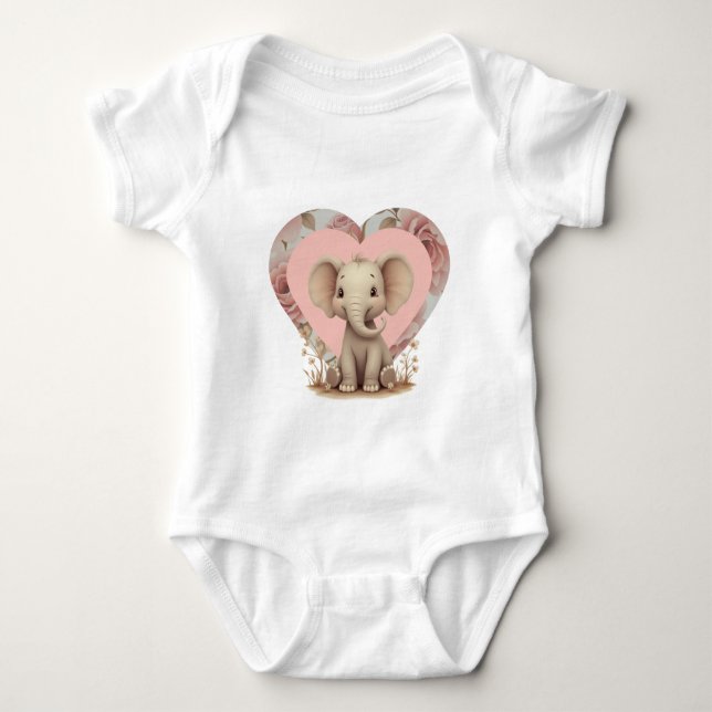 Body Para Bebé Pink Heart And Elephant (Anverso)