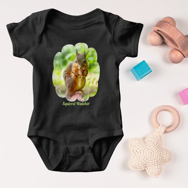Body Para Bebé Pintura de animales de vigilancia de ardillas (Squirrel Watcher Animal Painting Artwork Baby Bodysuit)