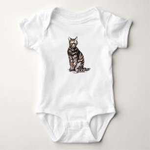 Body Para Bebé Pintura de color de agua y tinta de tabby cat.