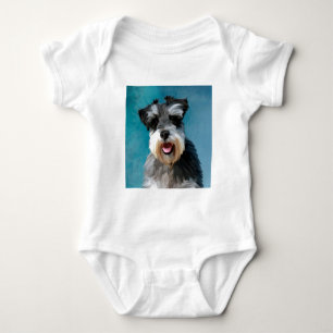 Body Para Bebé Pintura en Acuarela de Schnauzer Miniatura