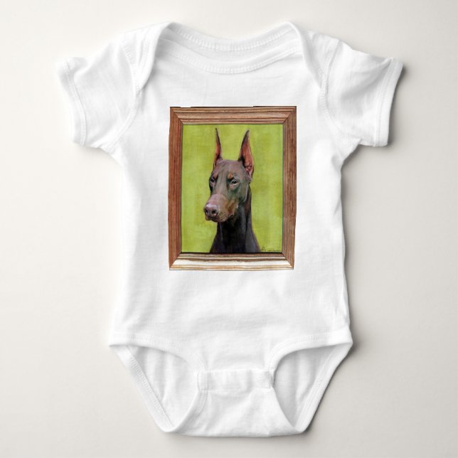 Body Para Bebé Pintura roja del Pinscher del Doberman (Anverso)