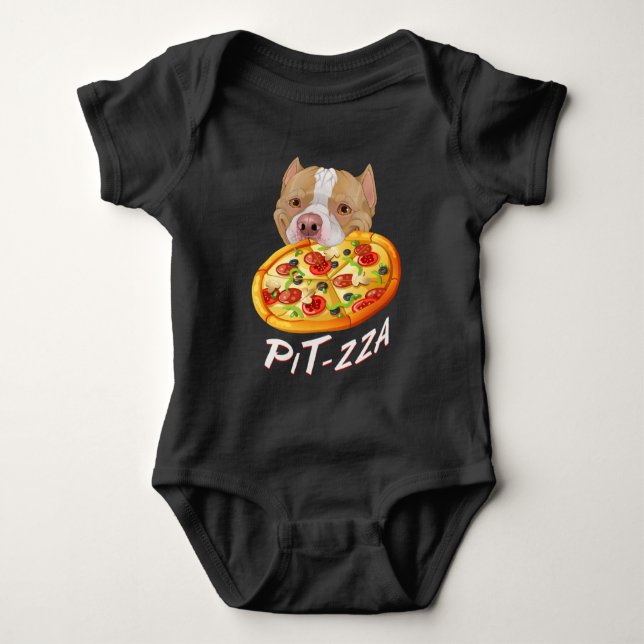Body Para Bebé ¡Pit-zza! Camiseta Pit Bull & Pizza (Anverso)