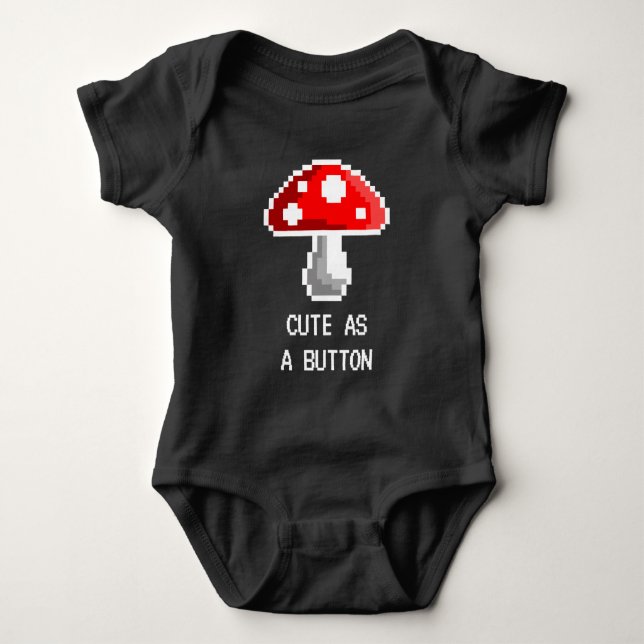 Body Para Bebé Pixel Mushroom Baby Bodysuit (Oscuro) (Anverso)