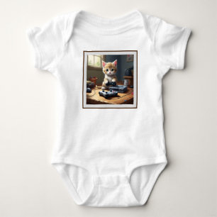 Body Para Bebé "Pixel Paws: The Gamer Kitten in Action"