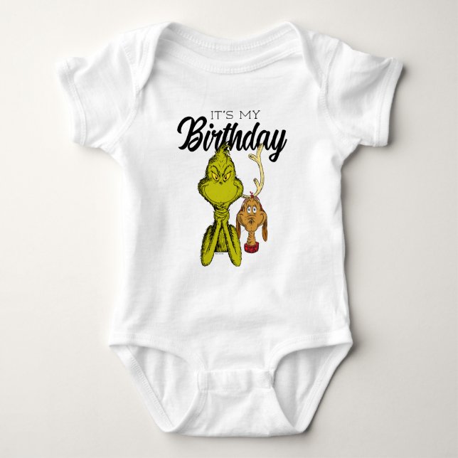 Body Para Bebé Pizarra del Grinch Es Mi Cumpleaños (Anverso)