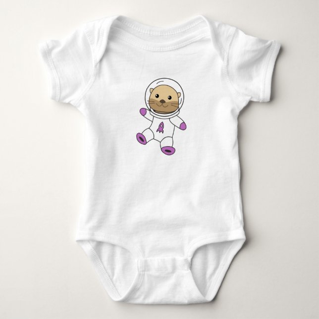 Body Para Bebé Planeta espacial Astronauta Otter (Anverso)