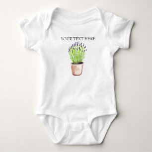Body Para Bebé Planta de hierba de lavanda púrpura moderna