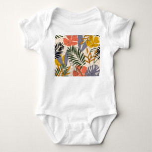 Body Para Bebé Plantas de hojas tropicales, beige, patrón origina