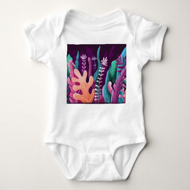 Body Para Bebé Plantas dibujadas a mano, hojas, ilustracion Procr (Anverso)