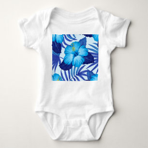 Body Para Bebé Plantas tropicales hawaianas, patrón de hibiscos.