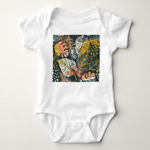 Body Para Bebé Plantas tropicales: patrón artístico abstracto.