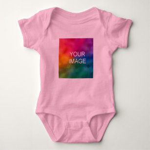 Body Para Bebé Plantilla de color rosa personalizado Añadir foto 