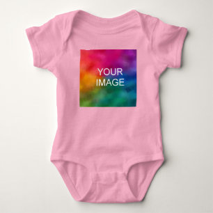 Body Para Bebé Plantilla de color rosa personalizar Añadir foto d