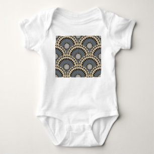 Body Para Bebé Plata De Marfil: Mosaico Floral Circular.