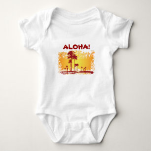 Body Para Bebé Playa Tropical De ALOHA Con Palmeras