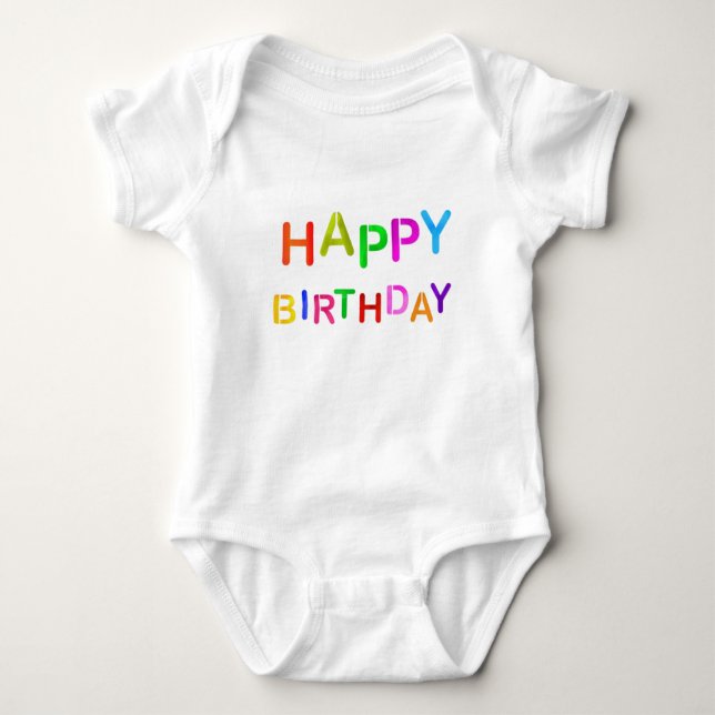Body Para Bebé Playful Happy Birthday Text (Anverso)